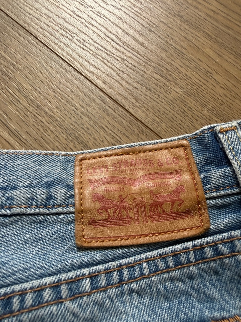 Button-Front Distressed Denim Mini Skirt - Blue - Picture 3 of 5